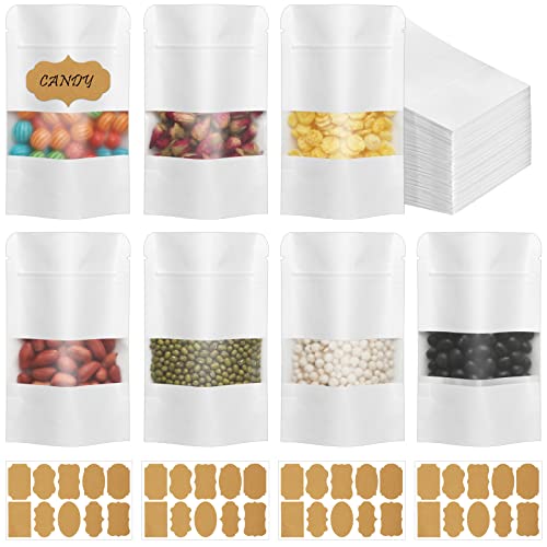 Kraftpapiertüten 100Pcs 9 * 14 cm Kraftpapiertüten mit Sichtfenster,Papiertüten mit 100pcs Aufkleber,wiederverschließbare Papierbeutel für Lebensmittel Nüsse Bohnen Kaffee Kraftpapiertüten 100Pcs 9 * 14 cm Kraftpapiertüten mit Sichtfenster,Papiertüten mit 100pcs Aufkleber,wiederverschließbare Papierbeutel für Lebensmittel Nüsse Bohnen Kaffee von Ledoo