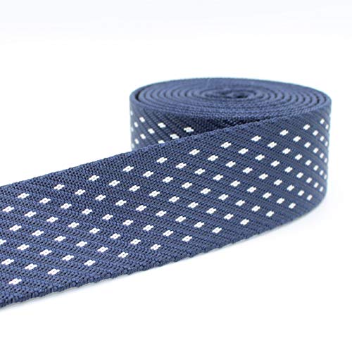 Leduc 5 Meter glänzende Bänder mit kleinen Rauten von hoher Qualität, 38 mm, 100% Polyester, Blau/Weiß 02 von Leduc