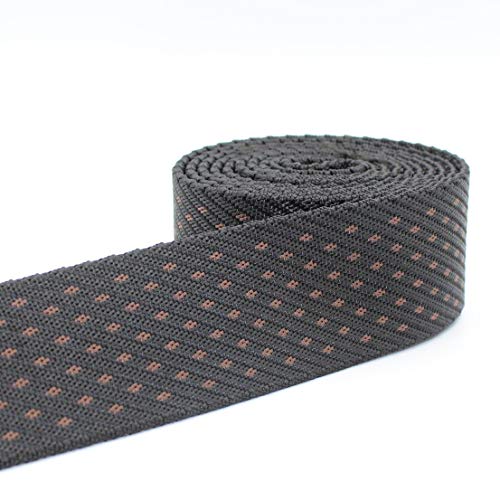 Leduc 5 Meter glänzende Bänder mit kleinen Rauten von hoher Qualität, 38 mm, 100% Polyester, Grau/Braun 01 von Leduc