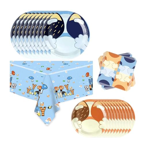 Geburtstag Deko Blue Dog Partygeschirr Set Dog Partyzubehörsets Tischdecken für Partyzubehör Supplies von Ledudo