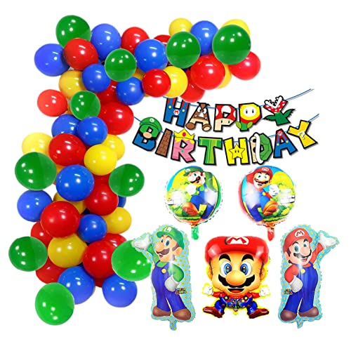 Luftballons Mario Geburtstags Luftballons Folienballons Super Brother Alles Gute zum Geburtstag Banner von Ledudo