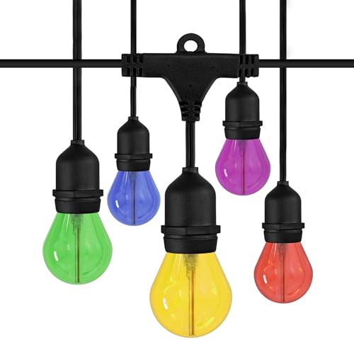 Ledvion - LED Lichterkette, 15M, Inklusive 18x Gold E27 LED, 1W, 2100K, Inklusive 18 Gold Filament LED-Lampen, IP65 von Ledvion