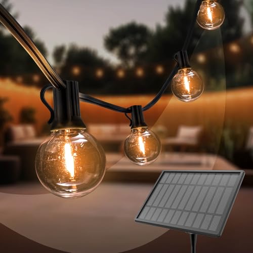Ledvion - Lichterkette, 27M Solar, 50x E12 LED Lampe, wasserdicht IP44, 2700K, G40, Plug & Play, koppelbar von Ledvion