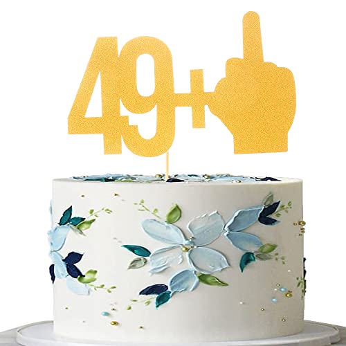 49+1 Mittelfinger Tortenaufsatz – Gold Glitter 49+1 Kuchendekoration, 50 und fabelhaft, Prost zum 50. Geburtstag Party Kuchendekoration, Gold 50. Geburtstag, Hochzeit, Jahrestag von LeeLeeAn