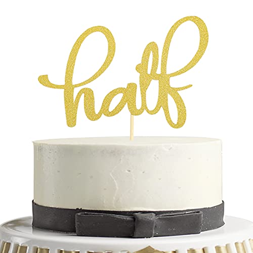 Tortenaufsatz für den halben Geburtstag, goldfarbener Glitzer, 1/2 Geburtstag, Party-Kuchendekoration, 6 Monate, Babyparty, Partydekoration, Halbjahresjubiläum, Party-Dekorationen (Gold) von LeeLeeAn