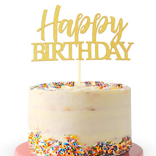 Goldene "Happy Birthday"-Kuchenaufsatz – Baby Smash-Kuchenaufsatz, neues für Fotokabinen-Requisiten, Glitzer-Kuchendekorationszubehör, glitzernde Babyparty-Dekorationen, das Schild Happy Birthday von LeeLeeAn