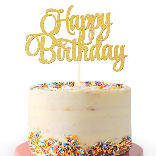 Goldene "Happy Birthday"-Kuchenaufsatz – Baby Smash-Kuchenaufsatz, neues für Fotokabinen-Requisiten, Glitzer-Kuchendekorationszubehör, glitzernde Babyparty-Dekorationen, das Schild Happy Birthday von LeeLeeAn