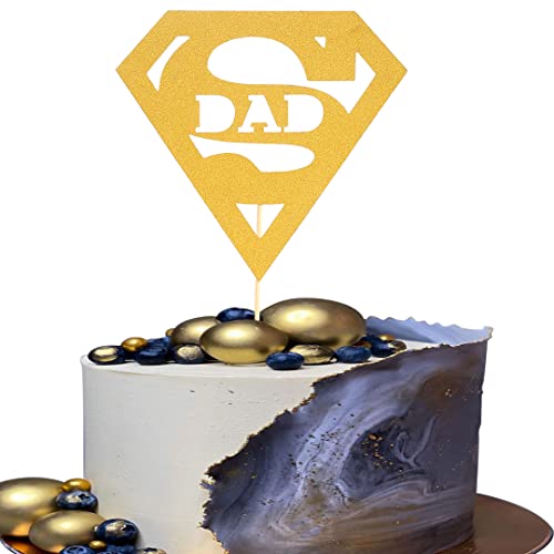 Goldener Glitzer-Kuchenaufsatz – einseitig goldfarbene Seite zum Vatertag als Party-Dekoration, Best Dad Ever" Geburtstagstorten-Dekorationen, Vatertags-Dekoration, Tortenaufsatz für den Vatertag von LeeLeeAn