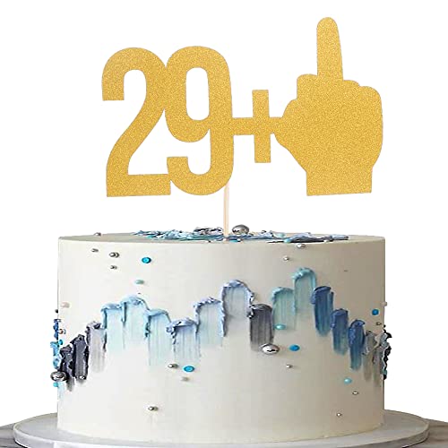 Happy Birthday 29+1 Cake Topper - Einseitiger Gold Glitter 29+1 Mittelfinger Cake Topper, 30 Geburtstag Party Dekoration Supplies, Thirty Years Old Birthday Pohto Props (Gold) von LeeLeeAn
