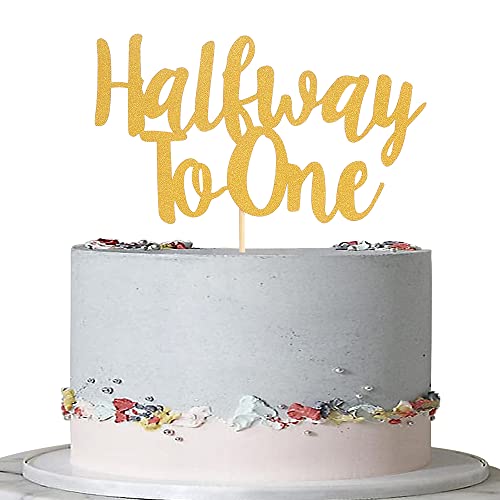 Half To One Kuchendekoration – einseitiger goldfarbener Glitzer 1/2 Weg zu einem Kuchenaufsatz, Junge oder Mädchen 6 Monate Geburtstagsparty-Dekoration,Sechs Monate alt Geburtstags Dekorationen Half To One Kuchendekoration – einseitiger goldfarbener Glitzer 1/2 Weg zu einem Kuchenaufsatz, Junge oder Mädchen 6 Monate Geburtstagsparty-Dekoration,Sechs Monate alt Geburtstags Dekorationen von LeeLeeAn