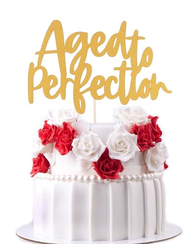 Tortenaufsatz "Aged to Perfection" – Geburtstagsdekoration für Weinliebhaber, Gold-Glitzer, Hochzeit, Verlobung, Jahrestag, Ruhestand, Party-Dekorationen Tortenaufsatz "Aged to Perfection" – Geburtstagsdekoration für Weinliebhaber, Gold-Glitzer, Hochzeit, Verlobung, Jahrestag, Ruhestand, Party-Dekorationen von LeeLeeAn