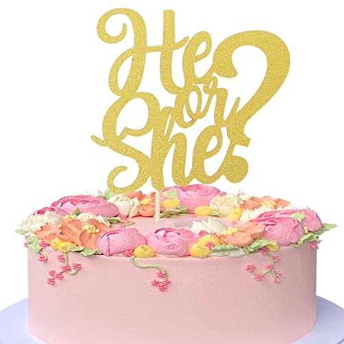 Tortenaufsatz für Geburtstagskuchen, Aufschrift "He Or She" – Gender Reveal Partyzubehör für Fotoautomaten-Requisiten, Geburtstagsparty-Dekoration (er oder sie Geburtstagstortenaufsatz) von LeeLeeAn