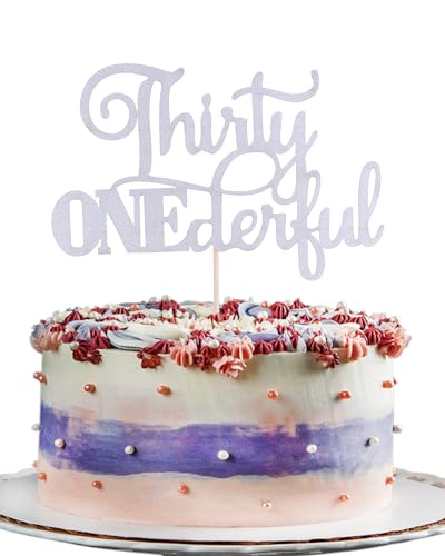 Tortenaufsatz mit Aufschrift "Thirty Onederful", silberfarbener Glitzer, "Happy 31st Birthday", Kuchendekoration, Foto-Requisiten Tortenaufsatz mit Aufschrift "Thirty Onederful", silberfarbener Glitzer, "Happy 31st Birthday", Kuchendekoration, Foto-Requisiten von LeeLeeAn