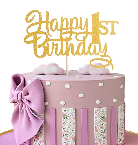 Tortenaufsatz zum 1. Geburtstag, goldfarben, glitzernd, für Babys, 1 Geburtstag, für Mädchen, Jungen, ein Jahr, Party-Dekoration, zum ersten Geburtstag/Jahrestag, Party, Kuchendekoration, Zubehör Tortenaufsatz zum 1. Geburtstag, goldfarben, glitzernd, für Babys, 1 Geburtstag, für Mädchen, Jungen, ein Jahr, Party-Dekoration, zum ersten Geburtstag/Jahrestag, Party, Kuchendekoration, Zubehör von LeeLeeAn