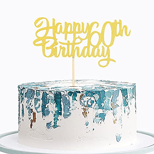 Tortenaufsatz zum 60. Geburtstag, goldfarben, glitzernd Tortenaufsatz zum 60. Geburtstag, goldfarben, glitzernd von LeeLeeAn