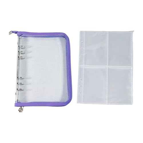 LeeQinersw Fotoalbum Sammelbuch Ordner Einsteckalbum Kartenhalter mit Reißverschluss Und Transparentem Glitzer für Klaren Überblick Zum Sammeln von Foto, Lila von LeeQinersw