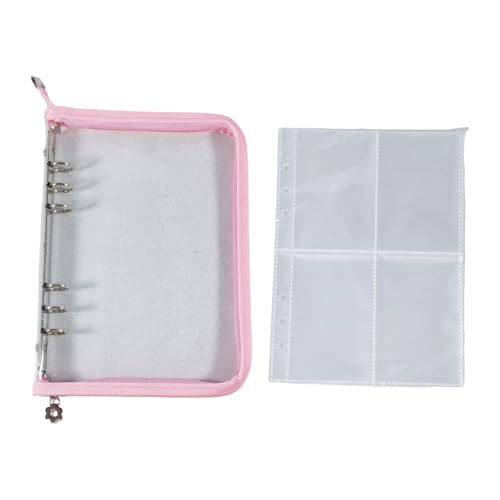 LeeQinersw Fotoalbum Sammelbuch Ordner Einsteckalbum Kartenhalter mit Reißverschluss Und Transparentem Glitzer für Klaren Überblick Zum Sammeln von Foto, Rosa von LeeQinersw
