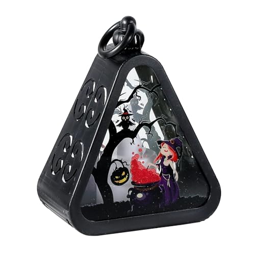 LeeQinersw Halloween Licht Laterne Nachtlicht Ornament Aus Stabilem Pp mit Einzigartigem Flammeneffekt für Festliche Atmosphäre für Schlafzimmer Garten Büro, Hexe LeeQinersw Halloween Licht Laterne Nachtlicht Ornament Aus Stabilem Pp mit Einzigartigem Flammeneffekt für Festliche Atmosphäre für Schlafzimmer Garten Büro, Hexe von LeeQinersw
