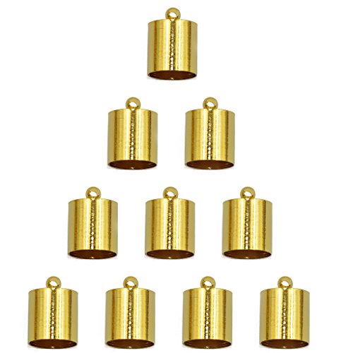 10 Stück Messing-Endkappen für 9 mm 10 mm Kordel, Schmuck, Halsketten, Erkenntnisse, Gold von Leeadwaey