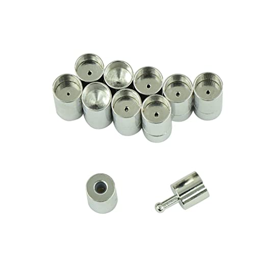 10 Stück Silber Leder Kleber in Bajonett-Schieberöhren Verschluss zur Schmuckherstellung 17 x 5 mm von Leeadwaey
