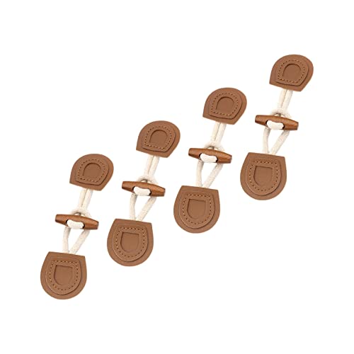 4 Stück Horn Knebelverschluss Knöpfe Kleidung PU Leder Sew On DIY für Jacke Braun von Leeadwaey
