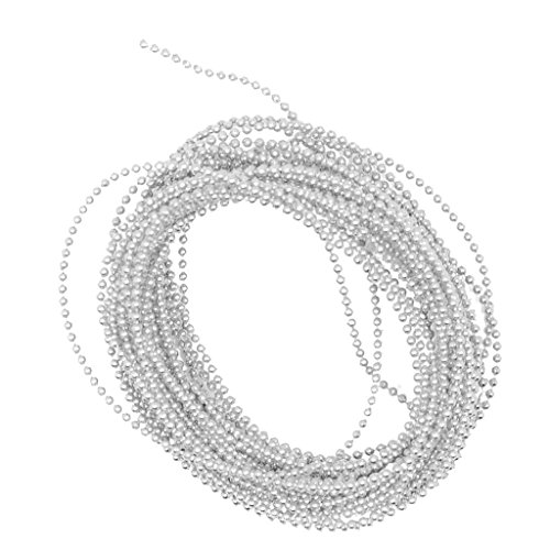 5 Meter Kunststoffperlen, Perlenband, Zierband für Hochzeit, 1,5 mm, silberfarben von Leeadwaey