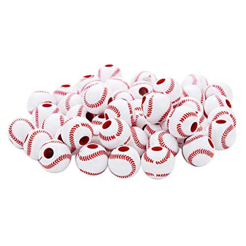 50 Stück Baseball-Perlen aus Acryl, mit großem Loch, für DIY-Perlen, 12 mm von Leeadwaey