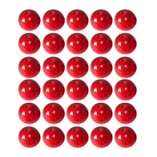 50 runde Holzperlen zum Selbermachen, Schmuck, Halsketten, Basteln, 12 mm, Rot von Leeadwaey