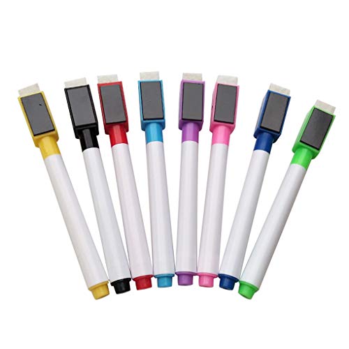 Leeadwaey Magnetische bunte Whiteboard-Stifttafel-Marker, eingebauter Radiergummi, Schreibwaren, Schulbedarf, 8 Farben magnetischer Stift von Leeadwaey