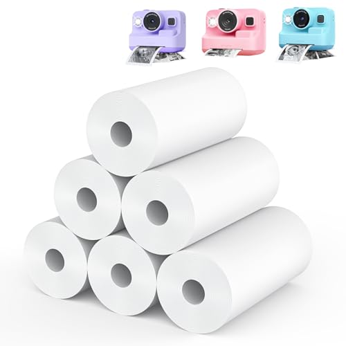 Leebotree Thermodruck-Papierrolle für Kinderkamera, 6 Rollen, für die meisten Sofortbildkameras, inkl. ESOXOFFORE/Dylanto/DUDUDRAGON/Cimizi (6 Rollen, weiß) von Leebotree