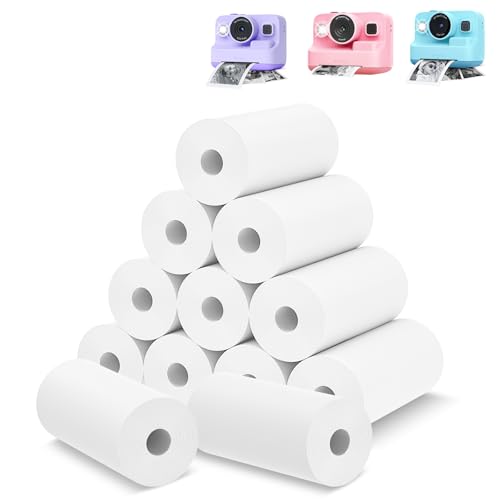 Leebotree Thermodruck-Papierrolle für Kinderkamera, Sofortdruck, 12 Rollen, passend für die meisten Kinder-Sofortbildkameras, inklusive ESOXOFFORE/Dylanto/DUDUDRAGON/Cimizi (12 Rollen, weiß) von Leebotree