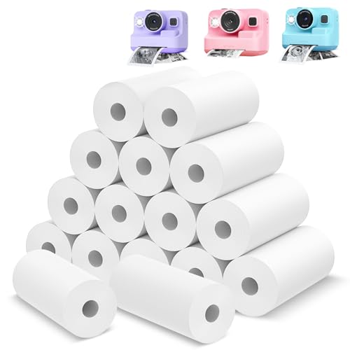 Leebotree Thermodruck-Papierrolle für Kinderkamera, Sofortdruck, 16 Rollen, passend für die meisten Kinder-Sofortbildkameras, inkl. Esoxoffore/Dylanto/DUDUDRAGON/Cimizi (16 Rollen, weiß) von Leebotree