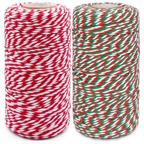 Baumwollschnur, 2 Rollen, 200 m, Bäckergarn, natürlich, rot, weiß, grün, für Backen, Kunst, Handwerk, Gartenarbeit, DIY, Heimdekoration Baumwollschnur, 2 Rollen, 200 m, Bäckergarn, natürlich, rot, weiß, grün, für Backen, Kunst, Handwerk, Gartenarbeit, DIY, Heimdekoration von Leecogo