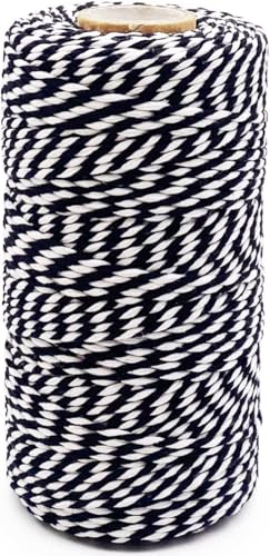 Baumwollschnur, 2 mm dick, 100 m Länge, Schwarz und Weiß, für Basteln, Backen, Gartenarbeit, DIY-Dekoration Baumwollschnur, 2 mm dick, 100 m Länge, Schwarz und Weiß, für Basteln, Backen, Gartenarbeit, DIY-Dekoration von Leecogo