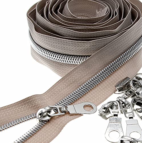 #5 Metallic Nylon Reißverschlüsse von der Rolle 10 Yards silber Zähne Beige Klebeband mit 25 Stück Schieber für DIY Nähen Schneider Handwerk Tasche Gepäck Leekayer #5 Metallic Nylon Reißverschlüsse von der Rolle 10 Yards silber Zähne Beige Klebeband mit 25 Stück Schieber für DIY Nähen Schneider Handwerk Tasche Gepäck Leekayer von Leekayer