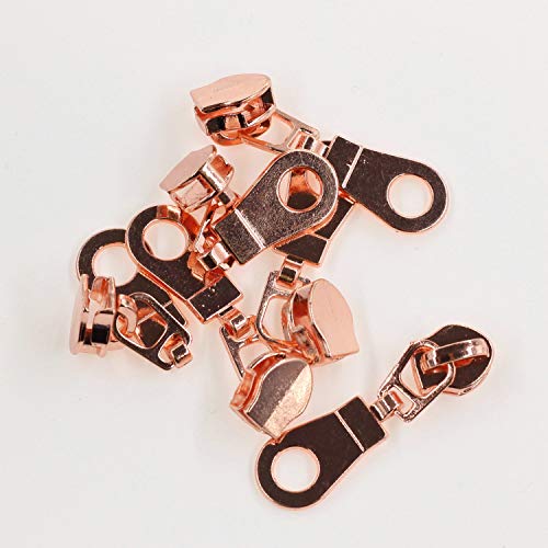 50 Stück #5 Mental Rose Gold Ziehungen für Nylon-Spulen-Reißverschlüsse, Metall-Reißverschlussschieber für Jacke, Gepäck, Geldbörsen, Taschen, Bulk (Rosegold) Messing Schieber für Reißverschluss von Leekayer