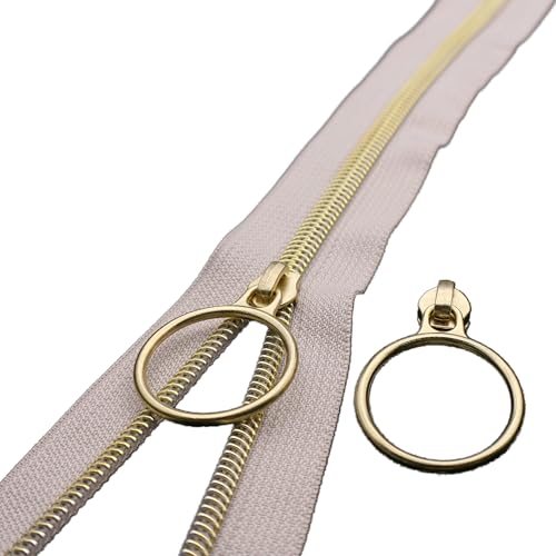 Leekayer #5 Gold-Metallic-Nylon-Spiralreißverschlüsse von The Yard Bulk 9,1 m, beigefarbenes Reißverschlussband mit 25 goldfarbenen Ringschiebern für Heimwerker, Nähen, Schneidern, Handwerk, Tasche Leekayer #5 Gold-Metallic-Nylon-Spiralreißverschlüsse von The Yard Bulk 9,1 m, beigefarbenes Reißverschlussband mit 25 goldfarbenen Ringschiebern für Heimwerker, Nähen, Schneidern, Handwerk, Tasche von Leekayer