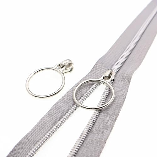Leekayer #5 silber-metallische Nylon-Spiralreißverschlüsse von The Yard Bulk 9,1 m, graues Reißverschlussband mit 25 silberfarbenen Ringschiebern für Heimwerker, Nähen, Schneider, Basteltaschen (grau) Leekayer #5 silber-metallische Nylon-Spiralreißverschlüsse von The Yard Bulk 9,1 m, graues Reißverschlussband mit 25 silberfarbenen Ringschiebern für Heimwerker, Nähen, Schneider, Basteltaschen (grau) von Leekayer