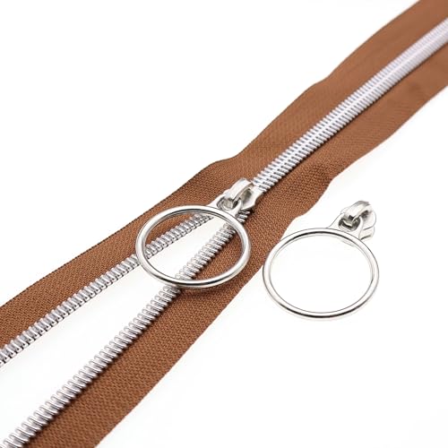 Leekayer Silber-metallische Nylon-Spiralreißverschlüsse von The Yard Bulk 9,1 m, braunes Reißverschlussband mit 25 silberfarbenen Ringschiebern für Heimwerker, Nähen, Schneidern, Handwerk, Tasche Leekayer Silber-metallische Nylon-Spiralreißverschlüsse von The Yard Bulk 9,1 m, braunes Reißverschlussband mit 25 silberfarbenen Ringschiebern für Heimwerker, Nähen, Schneidern, Handwerk, Tasche von Leekayer