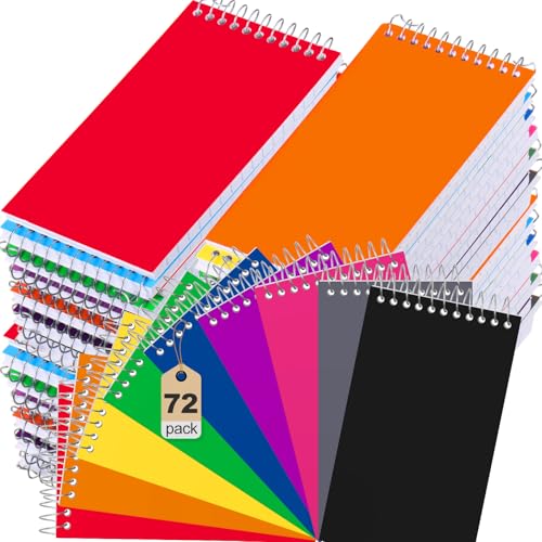 Leelosp Kleine Taschen-Notizbücher, 7,6 x 12,7 cm, Mini-Notizblöcke, spiralgebunden, liniert, für Schule, Büro, Journaling, Notizen, 75 Blatt/Block (72 Stück, Regenbogen) von Leelosp