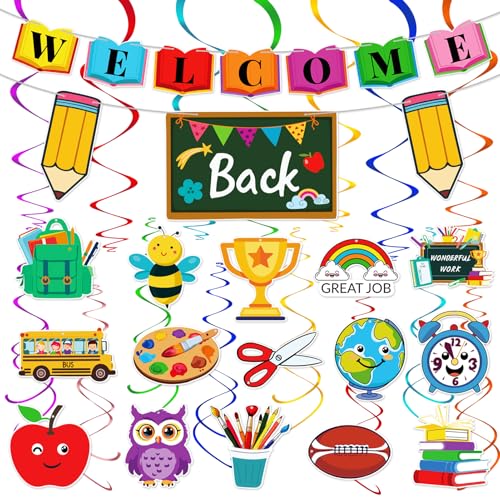 Leesgel 46 Set Einschulung Deko, Hängende Wirbel Spiral Schulanfang Girlande Deko, Schulkind Girlanden für Schulbeginn Schule Jungs Mädchen Schule Partydekorationen Leesgel 46 Set Einschulung Deko, Hängende Wirbel Spiral Schulanfang Girlande Deko, Schulkind Girlanden für Schulbeginn Schule Jungs Mädchen Schule Partydekorationen von Leesgel