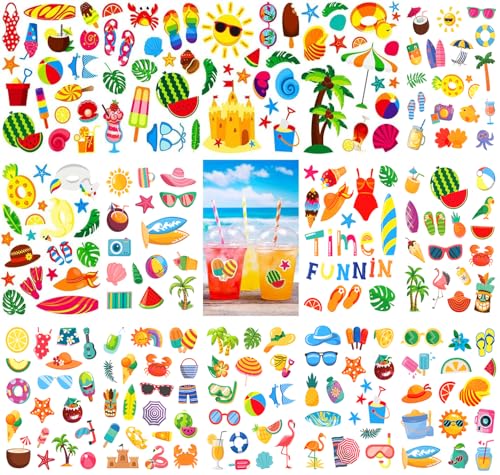 Leesgel Hawaii Sticker Kinder Mädchen Jungen, 32 Blätter Hawaii Aufkleber Kinder für Hawaii Deko, Hawaii Party Deko Mitgebsel Kindergeburtstag Deko Hawaiian Sommer Party Zubehör Geschenke für Kinder von Leesgel