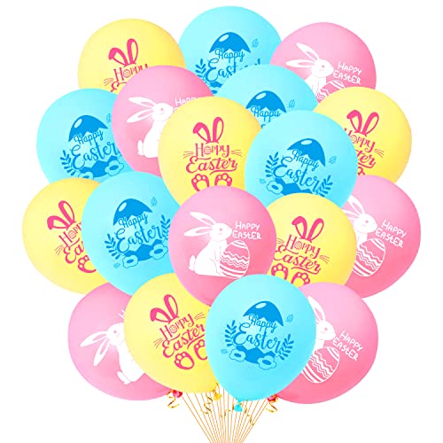 Leesgel Oster Ballons Pack für Oster Deko, 18pcs Latex Ballons Oster Ei Bunny Dekorationen Osterballons für Ostern Party Deko, Osterballons Ostern Zubehör Hängende Dekorationen Spiele von Leesgel