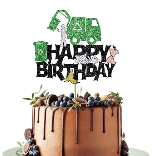 Leetaivie Glitzernde Kuchendekoration, Müllwagen, Geburtstagsparty-Dekorationen, Sanitär-Truck-Mottoparty, Babyparty-Fahrzeuge, für Männer, Kinder, Jungen, Mädchen, Happy Birthday Partyzubehör Leetaivie Glitzernde Kuchendekoration, Müllwagen, Geburtstagsparty-Dekorationen, Sanitär-Truck-Mottoparty, Babyparty-Fahrzeuge, für Männer, Kinder, Jungen, Mädchen, Happy Birthday Partyzubehör von Leetaivie