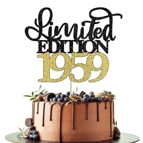 Leetaivie Limited Edition 1959 Cake Topper Happy 66th Birthday Cake Topper Männer Frauen Cheer 66 Years /66 & Fabulous Cake Decoration Black Gold Glitter 66th Birthday Party Decoration Supplies von Leetaivie