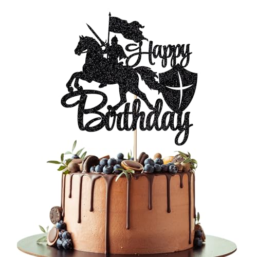 Leetaivie Tortenaufsatz, Motiv: Ritter "Happy Birthday", Mittelalterliche Ritter-Thema, Happy Birthday-Dekoration, Vintage-Ritter-Thema, Geburtstagsparty, Kuchendekoration Leetaivie Tortenaufsatz, Motiv: Ritter "Happy Birthday", Mittelalterliche Ritter-Thema, Happy Birthday-Dekoration, Vintage-Ritter-Thema, Geburtstagsparty, Kuchendekoration von Leetaivie