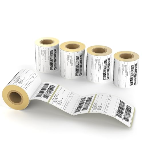 Qio Thermopapier Versandetiketten DHL, UPS und DPD, 1000 4"x 6" (152x101mm) Etiketten, 4 Rolle x 250 Etiketten, Versandetiketten fur Label Printer, Selbstklebend und Wasserfest Eco-Papier von Leeventi