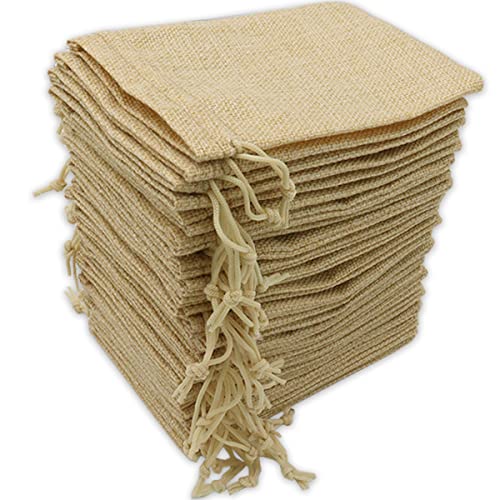 Leeyunbee 30 Stück 10x15 cm Jutesäckchen, Jute Beutel mit Kordelzug, Leinen-Säckchen Sackleinen Taschen, Klein Geschenksäckchen für Schmuck DIY Handwerk Hochzeit Party Weihnachte (Hellgelb) von Leeyunbee