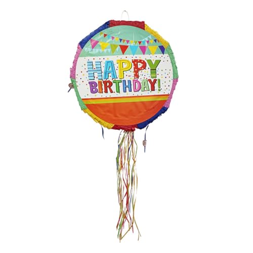 Happy Birthday Pinata-Set mit Stab und Augenbinde, für Kindergeburtstag, Party, Babyparty, Spielzubehör, Dekoration, Farbflagge von Leezeshaw