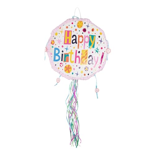 Happy Birthday Pinata-Set mit Stab und Augenbinde, für Kindergeburtstag, Party, Babyparty, Spielzubehör, Dekoration, Farbpunkt von Leezeshaw